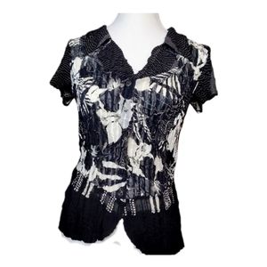 Alberto Makali Blouse, Large, black and white